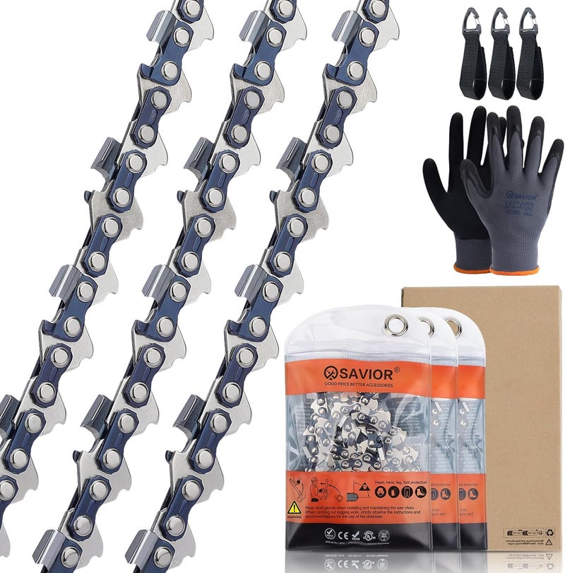 Savior 3Pack 20 Inch Chainsaw Chain .325" Pitch .063" Gauge 81 Drive Link 26RM3-81 Fits Stihl MS291 MS271 Farm Boss MS290 MS261, 3639 005 0081, L81, 22BPX081G - Image 1